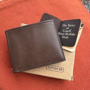 COACH Vintage Water Buffalo Mens Breast Pocket Bifold Wallet Never Used Booklet